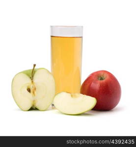 apple juice in glass and apple isolated on white background