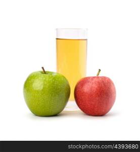 apple juice in glass and apple isolated on white background