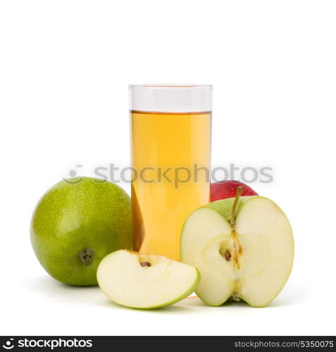 apple juice in glass and apple isolated on white background