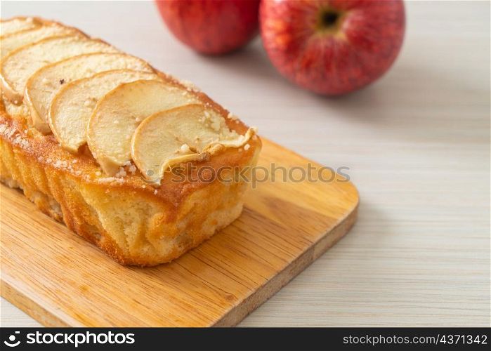 apple loaf crumbled cake on wood board