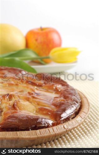 Apple pie on a yellow napkin