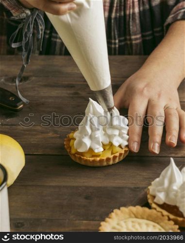 apple pie tart with whipped cream