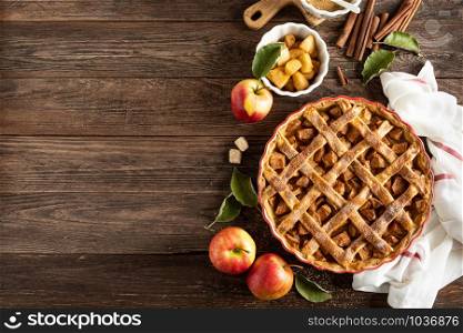 Apple pie. Traditional american apple pie with fresh apples and cinnamon