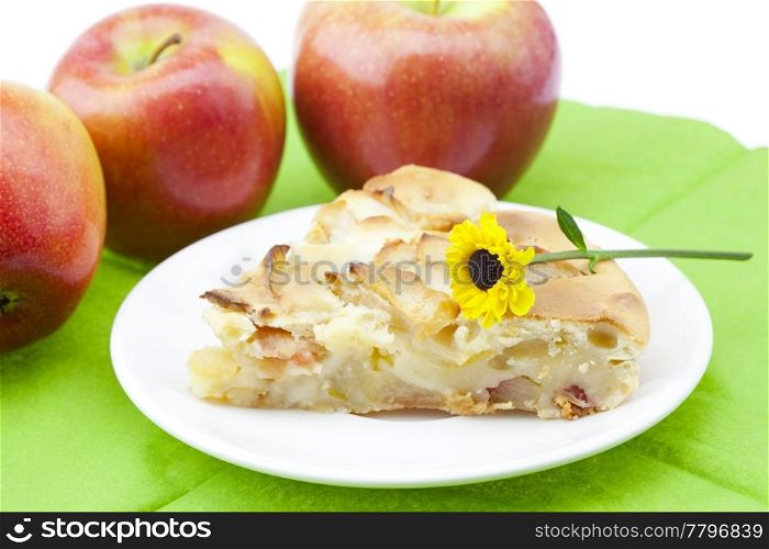 apple pie with a flower and apple