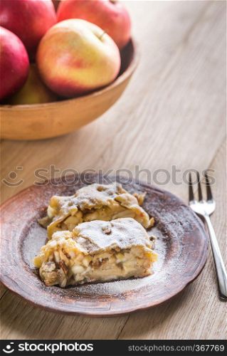 Apple strudel with walnuts