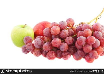 apples and grapes isolated on white