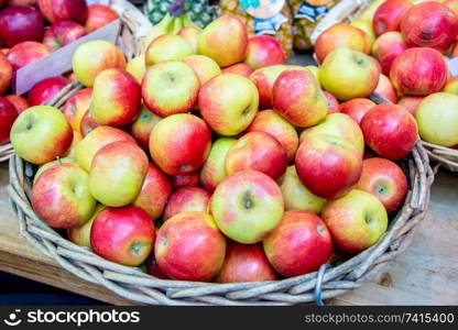 Apples at the market display stall