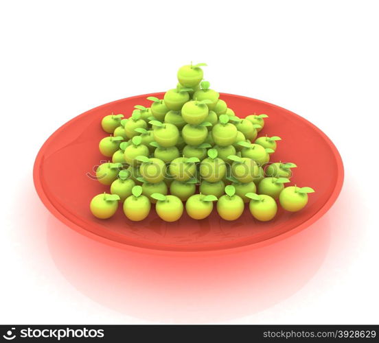 apples in a plate on white