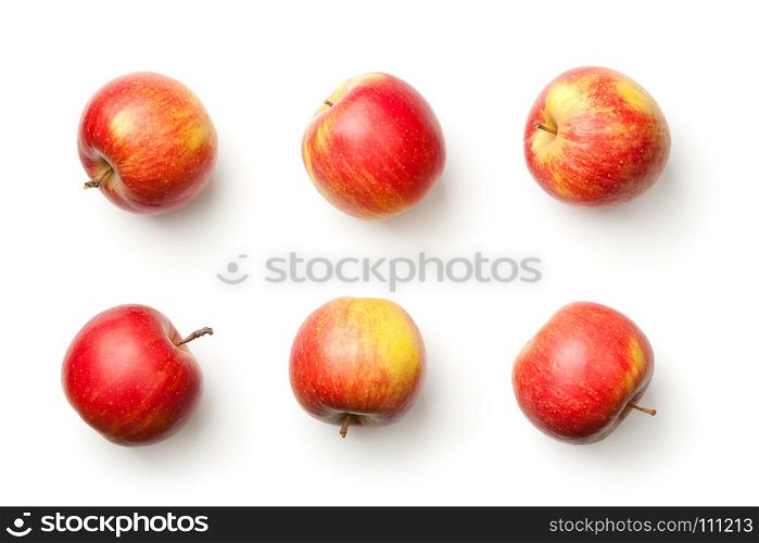 Apples isolated on white background. Champion apple. Top view