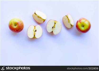 Apples isolated on white background. Top view