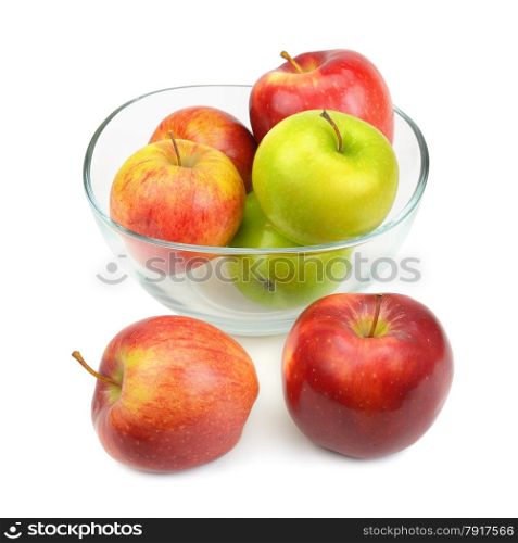 apples on a plate isolated on white background