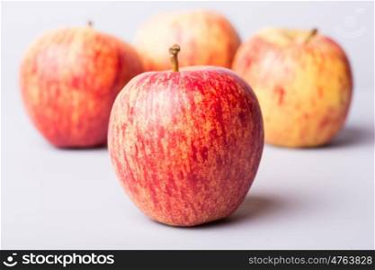 apples on a white wooden background, studio picture