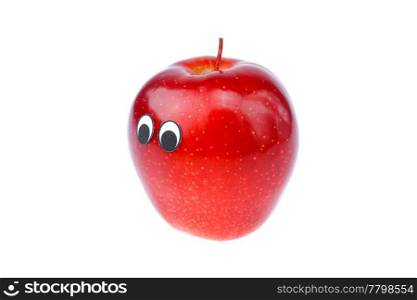 apples with eyes and faces isolated on white