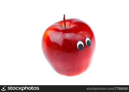 apples with eyes and faces isolated on white
