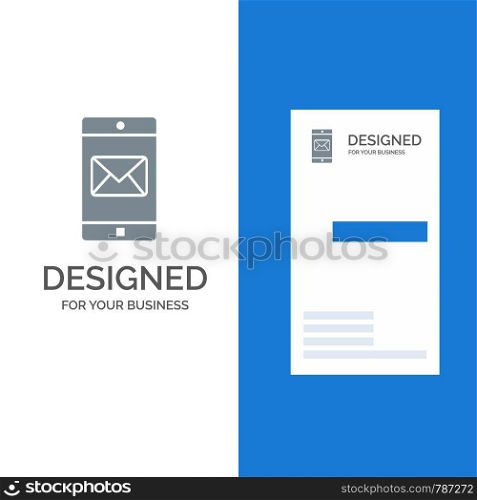 Application, Mobile, Mobile Application, Mail Grey Logo Design and Business Card Template