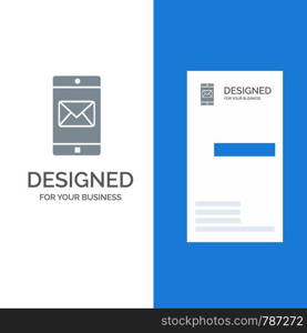 Application, Mobile, Mobile Application, Mail Grey Logo Design and Business Card Template