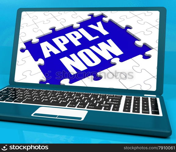 . Apply Now On Laptop Showing Online Applications And Job Recruitment