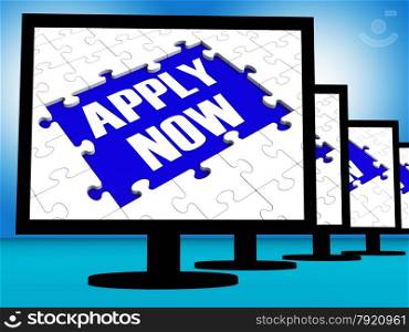 Apply Now On Monitors Shows Job Application Or Recruitment