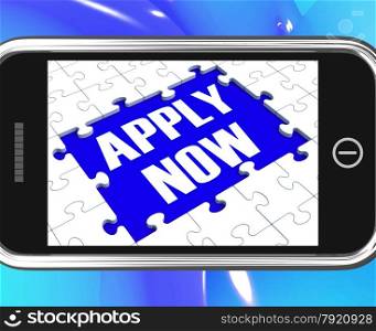 . Apply Now On Smartphone Showing Job Applications And Recruitment