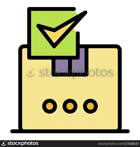 Appoved parcel box icon. Outline appoved parcel box vector icon color flat isolated. Appoved parcel box icon color outline vector