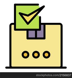 Appoved parcel box icon. Outline appoved parcel box vector icon color flat isolated. Appoved parcel box icon color outline vector