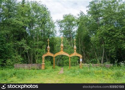Approach to the holy spring of St. Irinarkh the Recluse, Borisoglebsky District, Yaroslavl Region, Russia.
