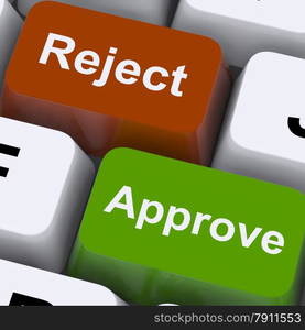Approve Reject Computer Keys Showing Accept Or Decline. Approve Reject Computer Keys Shows Accept Or Decline
