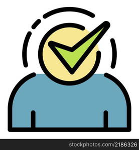 Approved business manager icon. Outline approved business manager vector icon color flat isolated. Approved business manager icon color outline vector