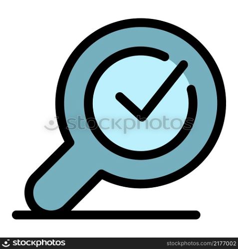 Approved mission magnifier icon. Outline approved mission magnifier vector icon color flat isolated. Approved mission magnifier icon color outline vector