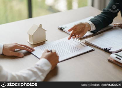 Approved stamp with Business people signing contract making deal with real estate consultant home insurance
Real estate investment Property insurance security offer house