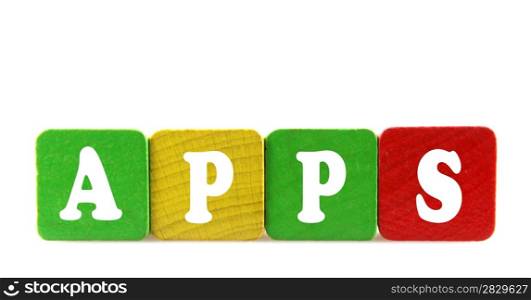 apps - isolated text in wooden building blocks