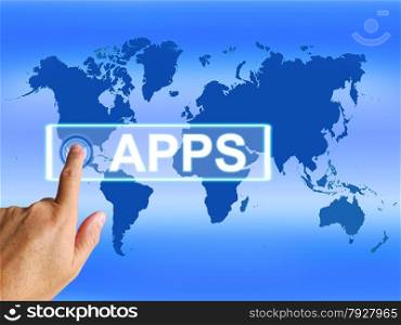 Apps Map Representing Internet and Worldwide Applications