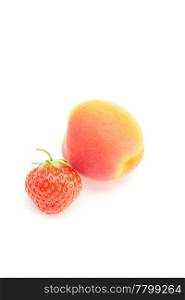 apricot and strawberry isolated on white