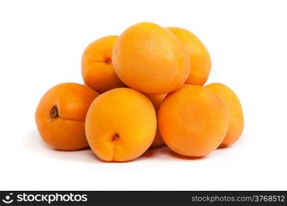 Apricots. Group of ripe apricots isolated on white background