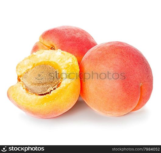 Apricots isolated on a white background.