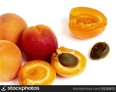 Apricots on a white background.