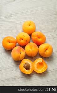 Apricots with one cut in half