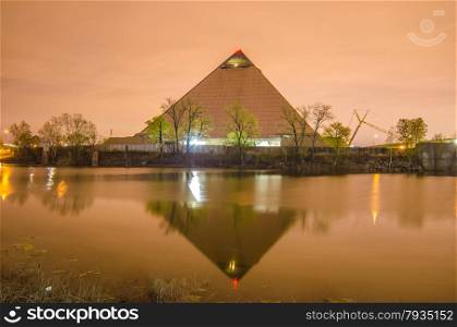 April 2015 - Panoramic view of the Pyramid Sports Arena in Memphis TN