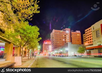 April 2015 - streets of amarillo texas city skyline at night