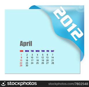 April of 2012 calendar