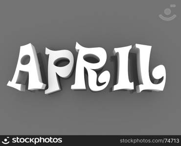 April sign with colour black and white. 3d paper illustration.