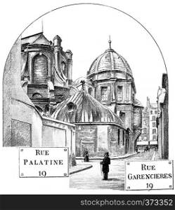 Apse of Saint-Sulpice, vintage engraved illustration. Paris - Auguste VITU ? 1890.