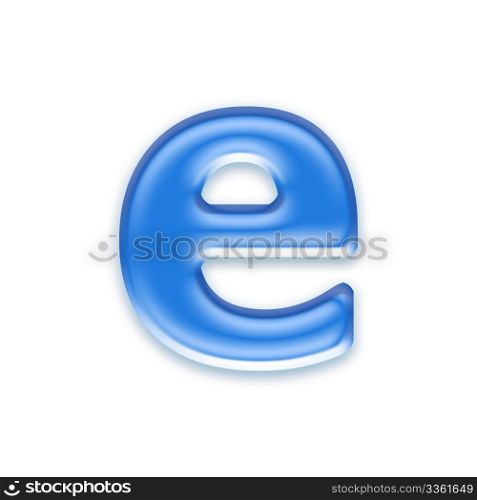 Aqua letter isolated on white background - e