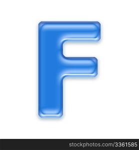Aqua letter isolated on white background - F