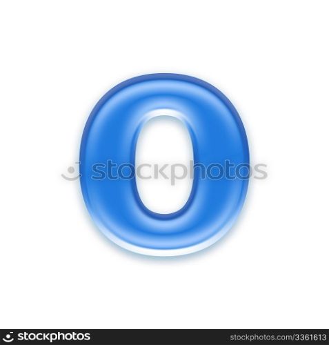 Aqua letter isolated on white background - o