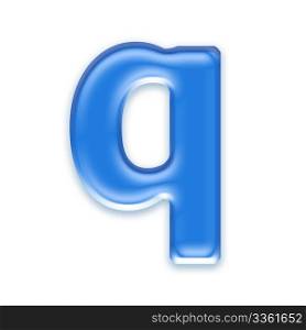 Aqua letter isolated on white background - q