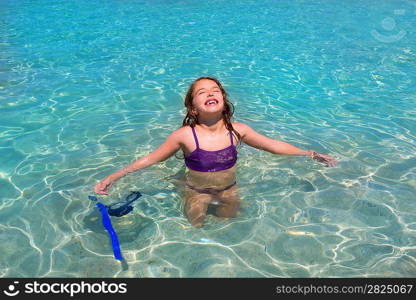 aqua water beach and open arms bikini little kid girl