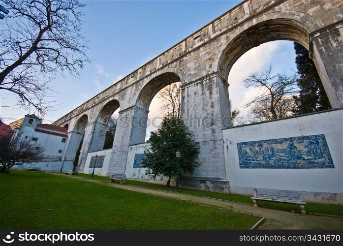 Aquaduct. view of the old roman aquaduct in Lisbon