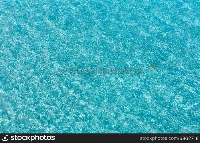 Aquamarine sea flowing water surface with waves and sun glitters. Abstract background pattern.