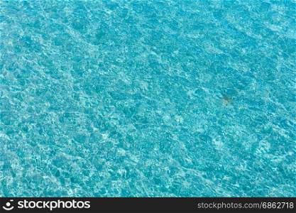 Aquamarine sea flowing water surface with waves and sun glitters. Abstract background pattern.